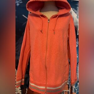 Eddie Bauer XLT Orange zip up hoodie with side pockets a flaw inside the hood